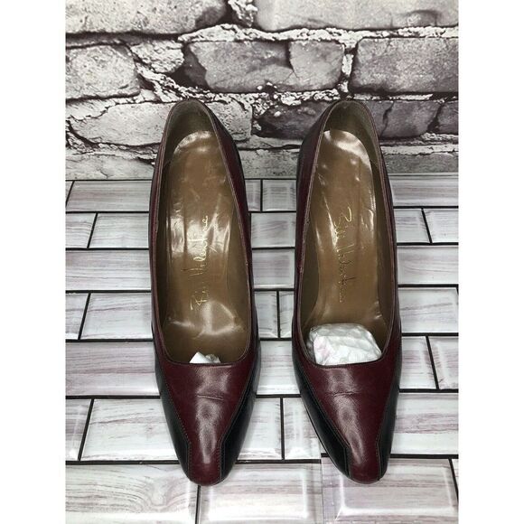 Bill Valentine VTG Burgundy Leather Slip On Classic Heels Women Sz 7M US/37.5EU - Picture 2 of 16